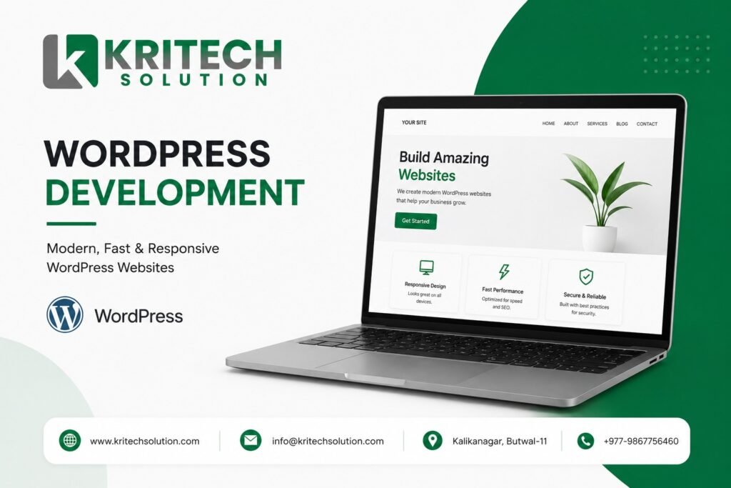 WordPress development Nepal showing custom website design and coding for Nepal businesses