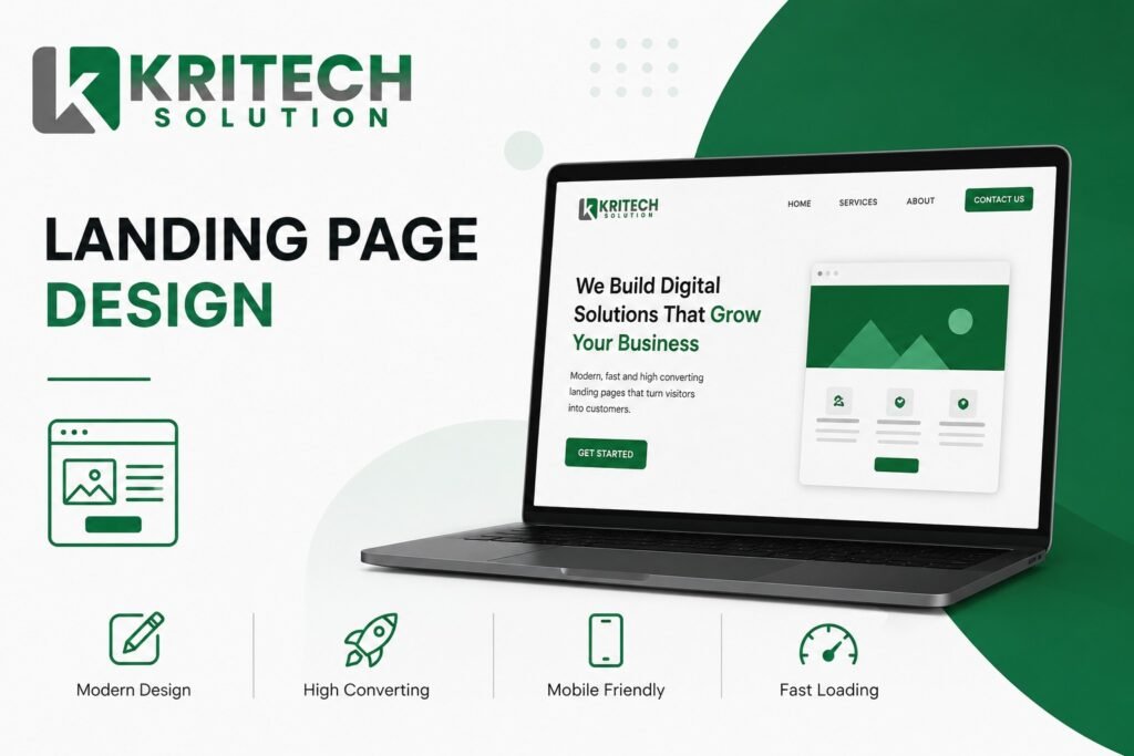 Landing page design Nepal showing high-converting layout with CTA button and mobile optimization