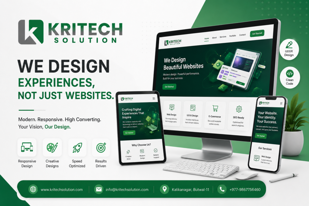 web design team creating a modern responsive business website for a Nepal company