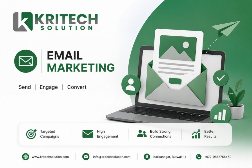 Email marketing strategies illustrated with campaign dashboard and analytics for business growth