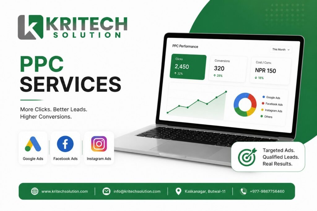PPC services Nepal Google Ads campaign dashboard managed by Kritech Solution