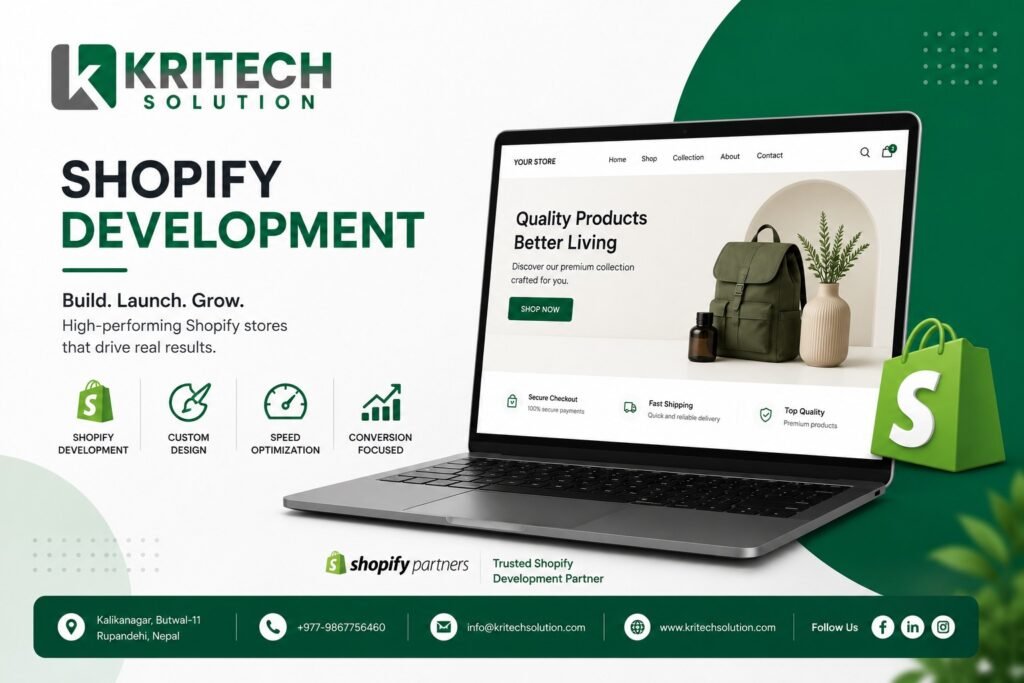 Shopify development Nepal custom online store built by Kritech Solution eCommerce team