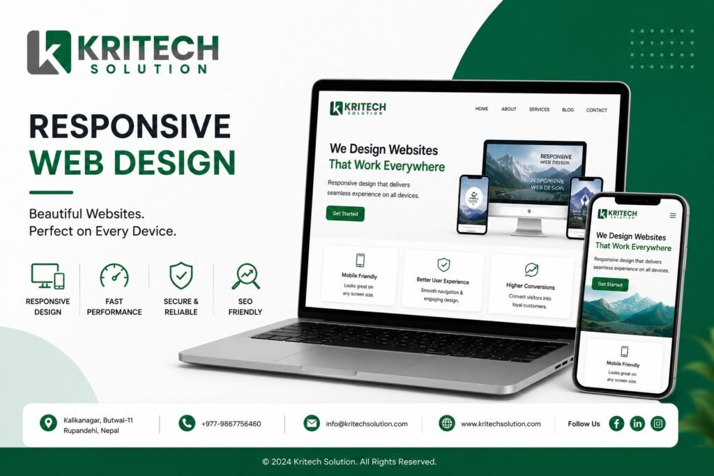 Responsive web design Nepal mobile-friendly website built by Kritech Solution web development team