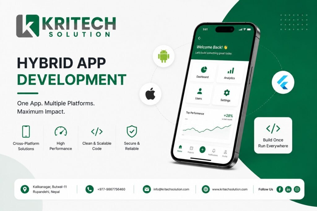 Hybrid app development team building cross-platform mobile apps in Nepal