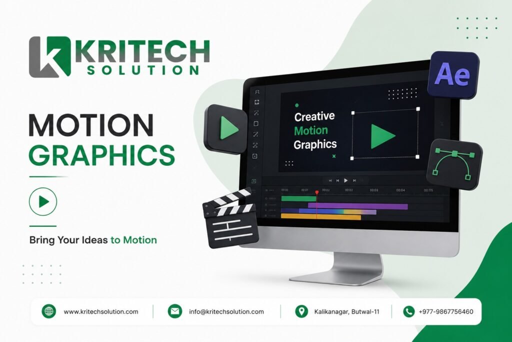 Professional motion graphics design service for brand transformation by Kritech Solution