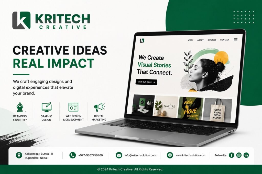 Creative agency Nepal brand identity and design work by Kritech Solution creative team